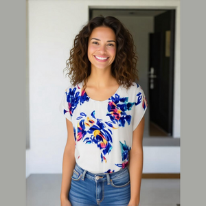 Show Me Your Mumu Blouse - Size M - White/Multicolor